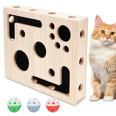 Cat Nail File Box Toy with Bell Ball and Sandpaper Inside Cat Scratch Puzzle Play Nail Care Interactive Pet Toy Stress