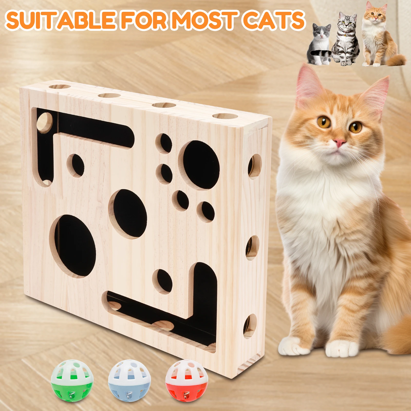 Cat Nail File Box Toy with Bell Ball and Sandpaper Inside Cat Scratch Puzzle Play Nail Care Interactive Pet Toy Stress