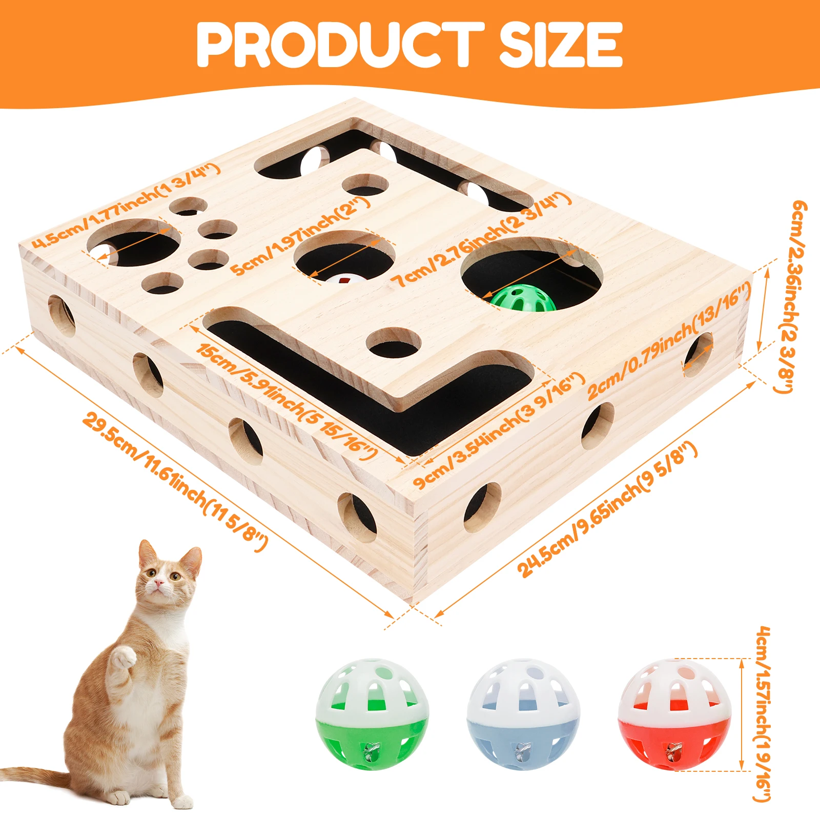 Cat Nail File Box Toy with Bell Ball and Sandpaper Inside Cat Scratch Puzzle Play Nail Care Interactive Pet Toy Stress