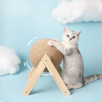 Cat Scratching Ball with Wooden Stand Cat Scratching Ball with Wooden Stand