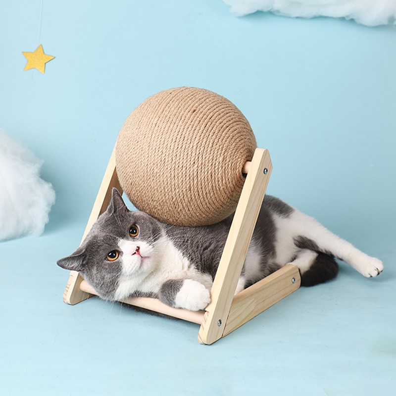 Cat Scratching Ball with Wooden Stand Cat Scratching Ball with Wooden Stand