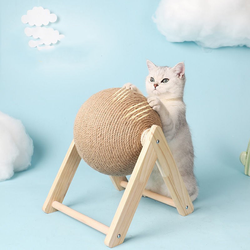Cat Scratching Ball with Wooden Stand Cat Scratching Ball with Wooden Stand