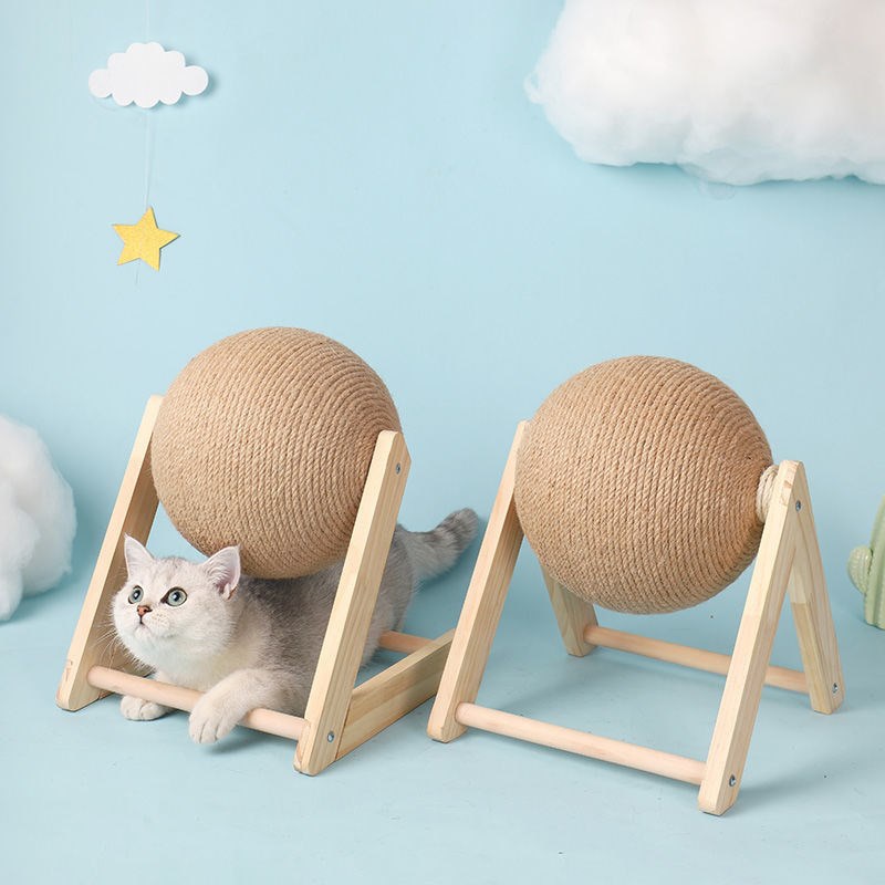 Cat Scratching Ball with Wooden Stand Cat Scratching Ball with Wooden Stand