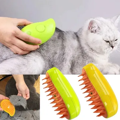 Cat Steam Brush Electric Spray Water Spray Kitten Pet Comb Soft Silicone Depilation Cats Bath Hair Brush Grooming