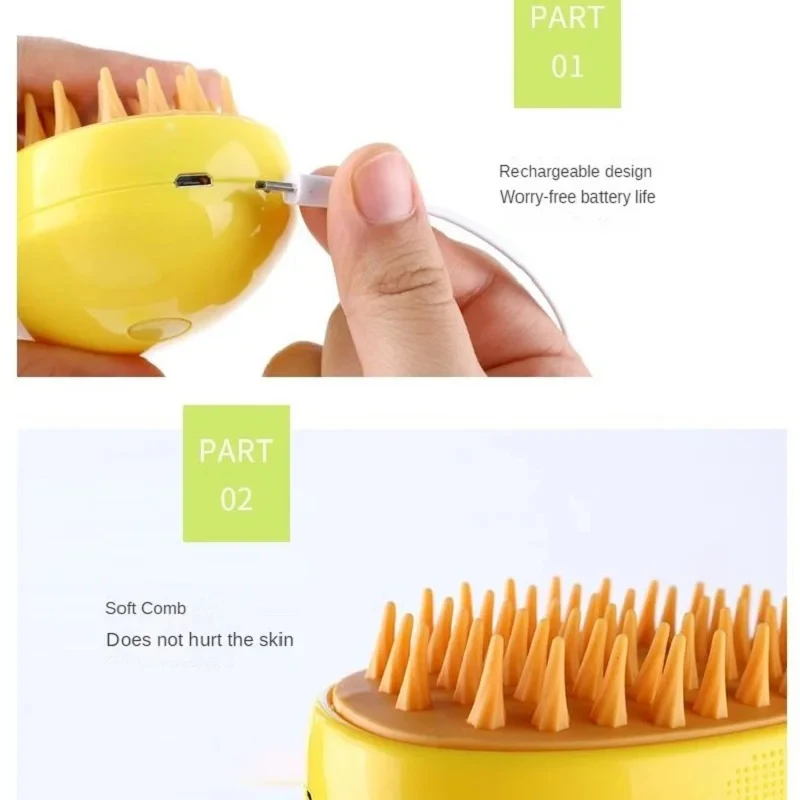 Cat Steam Brush Electric Spray Water Spray Kitten Pet Comb Soft Silicone Depilation Cats Bath Hair Brush Grooming