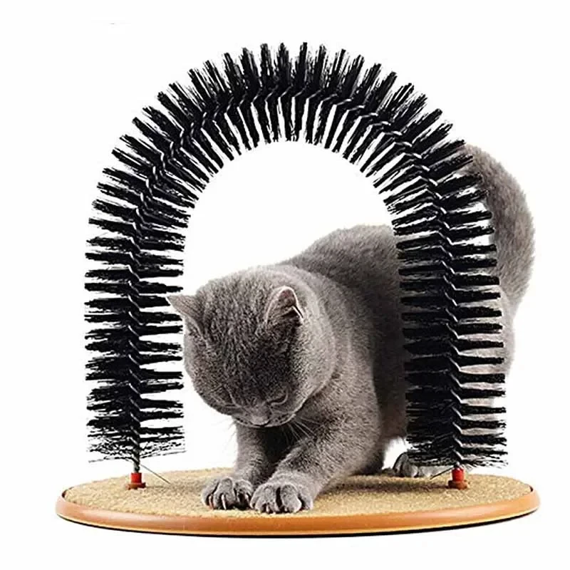Cat Toy Arch Self Groome Pamper Feline with A Massage Grooming Rubbing Brush with Scratching Pad Toy for Cats Cat Toy Arch Self Groome Pamper Feline with A Massage Grooming Rubbing Brush with Scratching Pad Toy for Cats