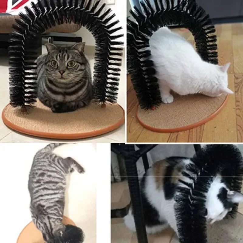 Cat Toy Arch Self Groome Pamper Feline with A Massage Grooming Rubbing Brush with Scratching Pad Toy for Cats Cat Toy Arch Self Groome Pamper Feline with A Massage Grooming Rubbing Brush with Scratching Pad Toy for Cats