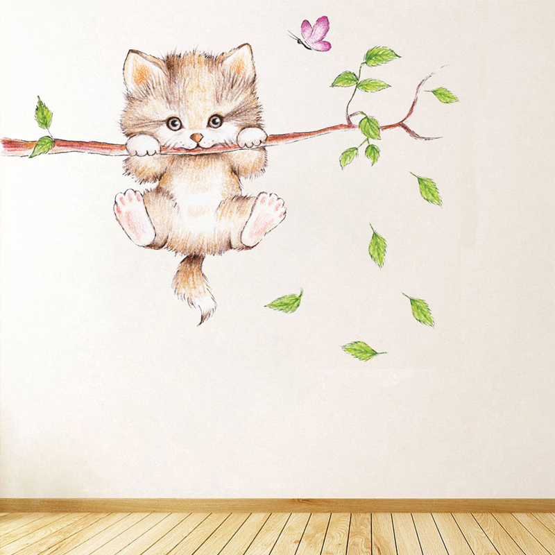 Cat Wall Sticker Cute DIY Animal Wall Decal Cat Wall Sticker Cute DIY Animal Wall Decal
