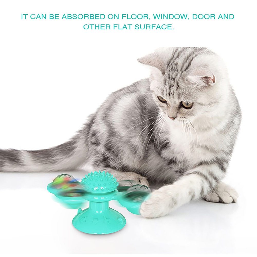 Cat Windmill Toy with Teeth Cleaner
