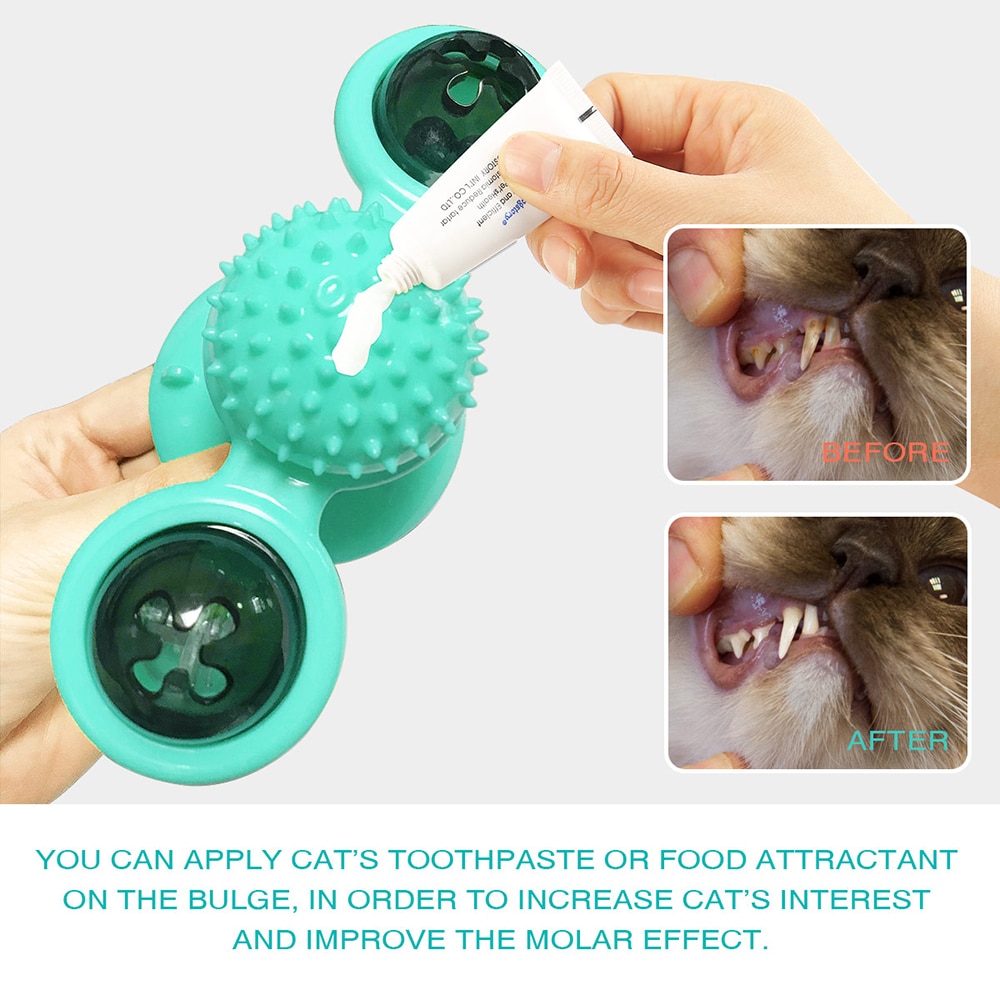 Cat Windmill Toy with Teeth Cleaner