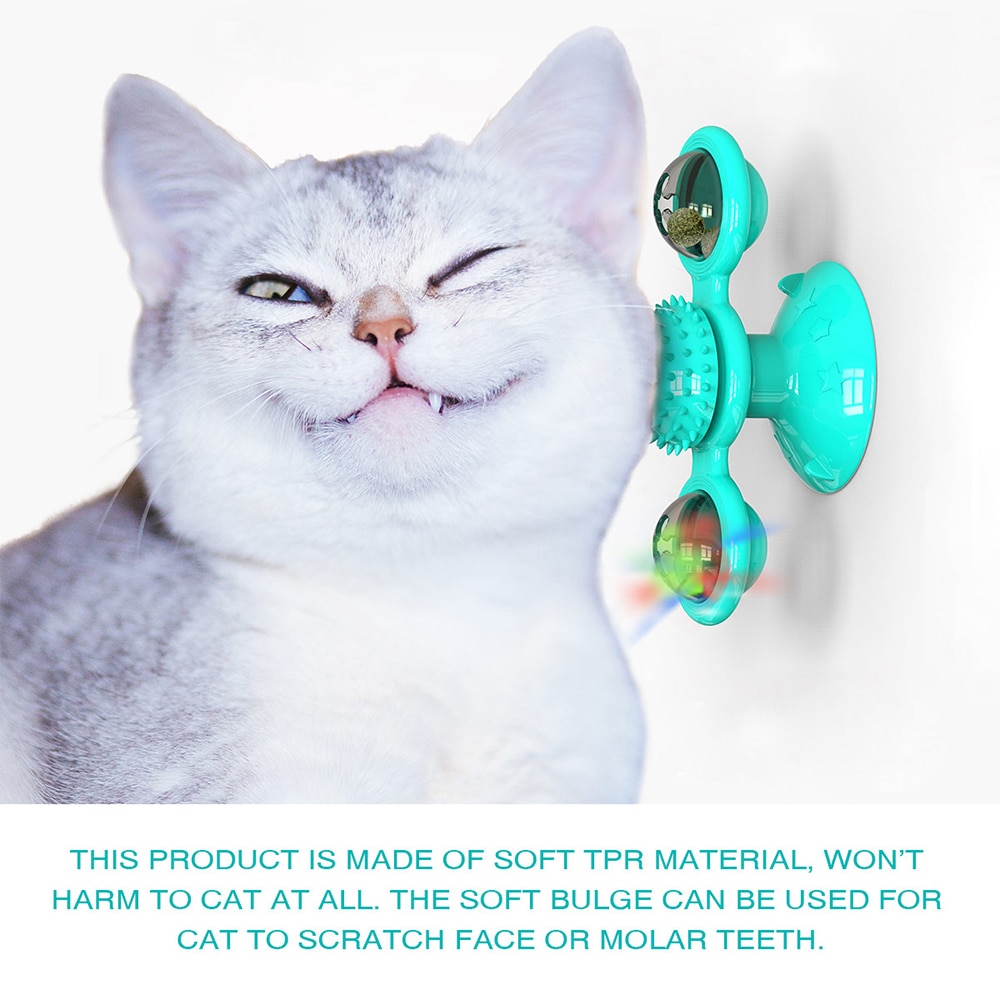 Cat Windmill Toy with Teeth Cleaner