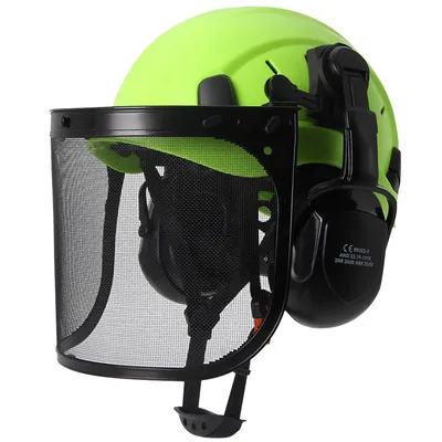 CE Forestry Safety Helmet w/ Earmuffs Face Shield ABS ANSI Logging Industrial Hard Hat 3 in 1 Brushcutter Trimmer