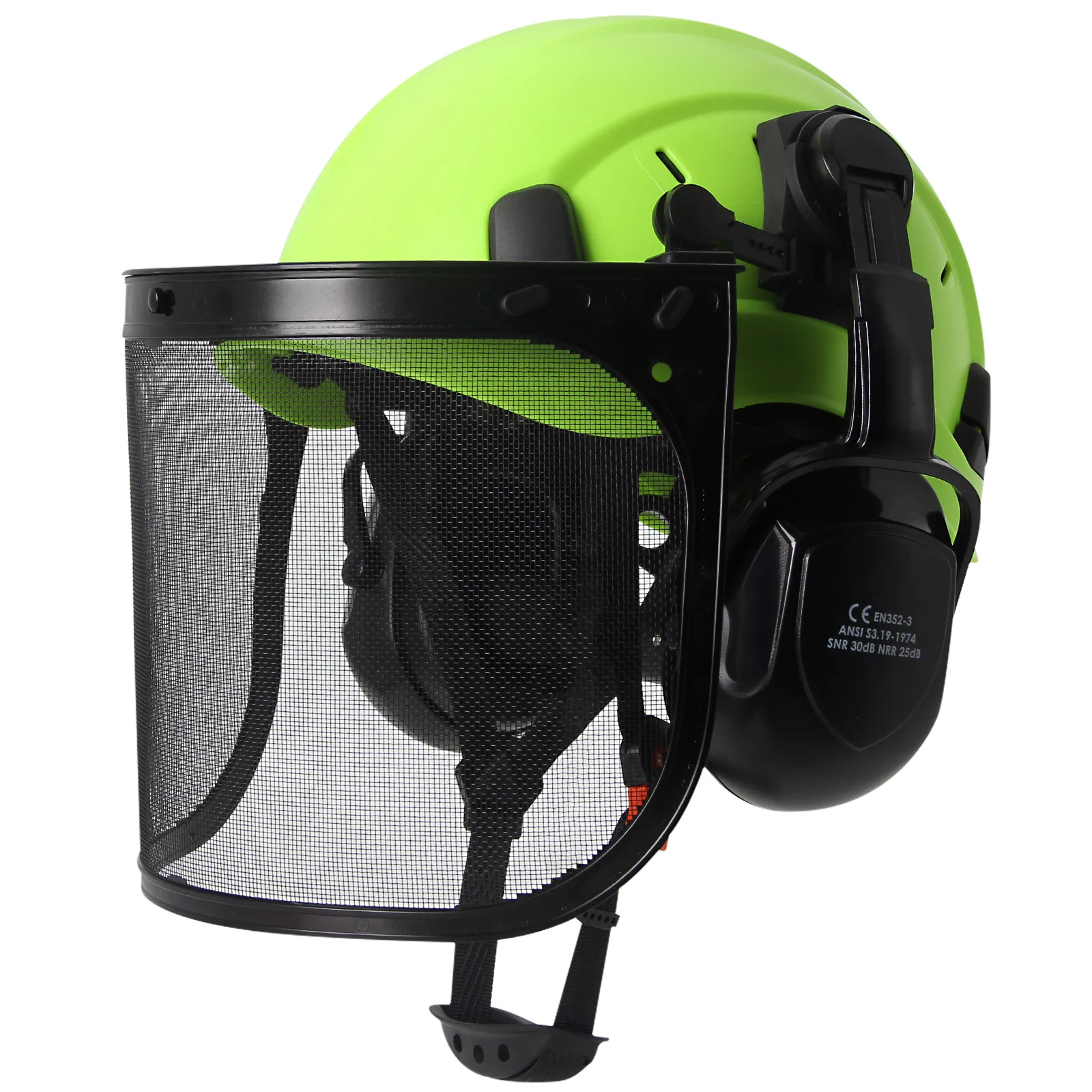 CE Forestry Safety Helmet w/ Earmuffs Face Shield ABS ANSI Logging Industrial Hard Hat 3 in 1 Brushcutter Trimmer