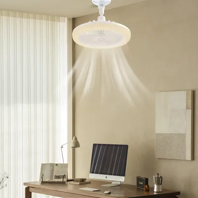 Ceiling Fan With Remote Control and Light LED Lamp Fan E27 Converter Base Smart Silent Ceiling Fan For Bedroom Living