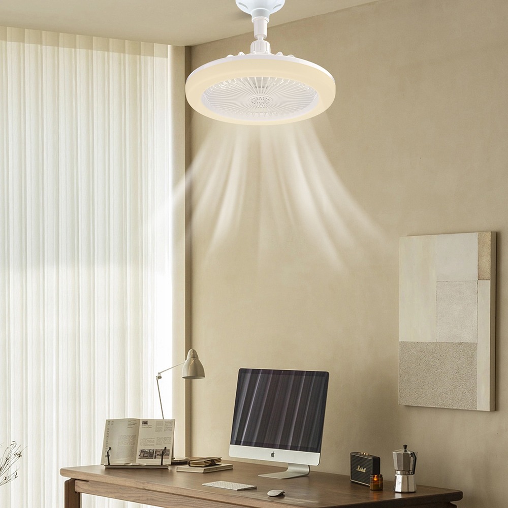 Ceiling Fan With Remote Control and Light LED Lamp Fan E27 Converter Base Smart Silent Ceiling Fan For Bedroom Living
