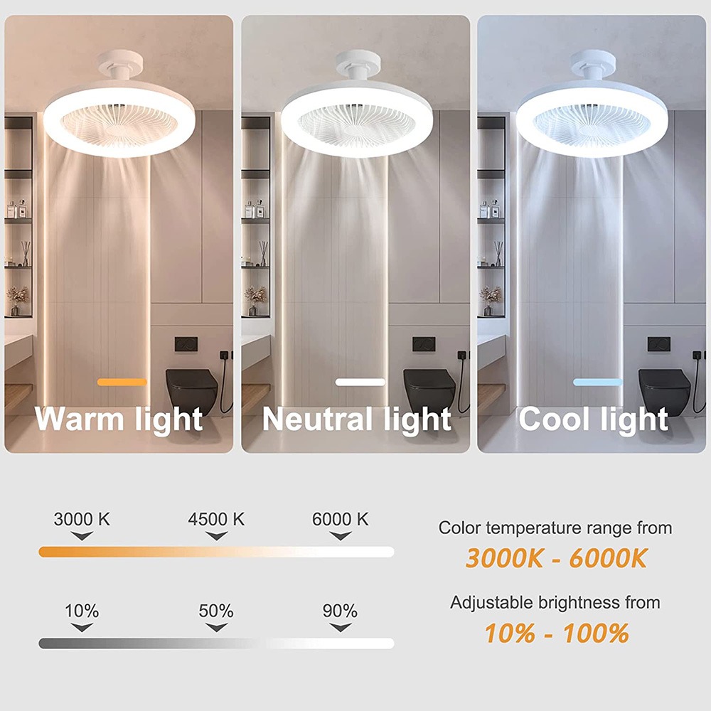 Ceiling Fan With Remote Control and Light LED Lamp Fan E27 Converter Base Smart Silent Ceiling Fan For Bedroom Living