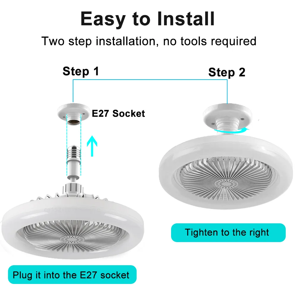 Ceiling Fans With Remote Control and Light 30W LED Lamp Fan Smart Silent Ceiling Fan For Sitting Room Bedroom E27