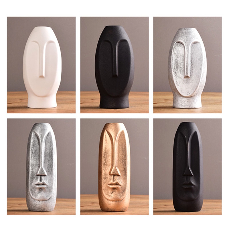 Ceramic Abstract Face Vase Home Decor