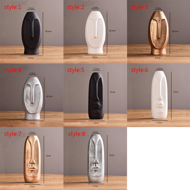 Ceramic Abstract Face Vase Home Decor