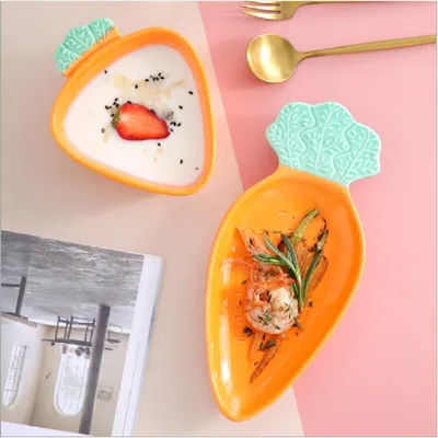Ceramic Carrot Plate and Bowl