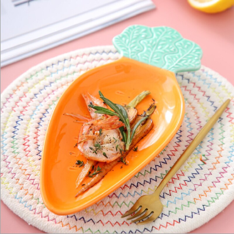 Ceramic Carrot Plate and Bowl