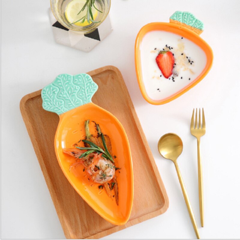 Ceramic Carrot Plate and Bowl