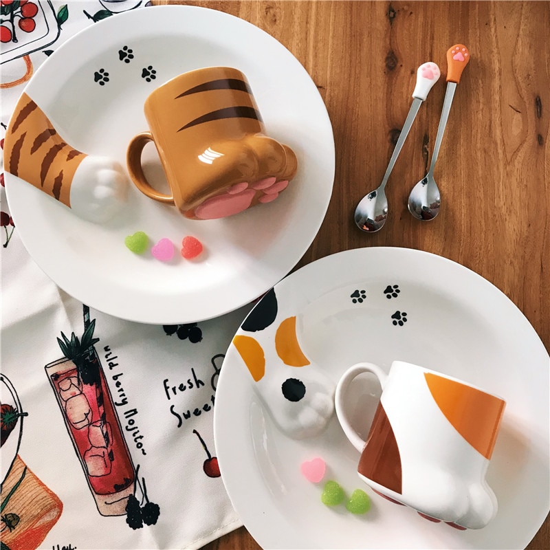 Ceramic Cat Paw Mug Coffee Cup with Lid Ceramic Cat Paw Mug Coffee Cup with Lid