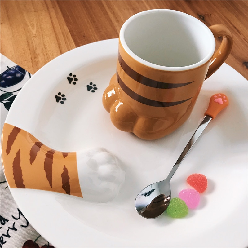 Ceramic Cat Paw Mug Coffee Cup with Lid Ceramic Cat Paw Mug Coffee Cup with Lid