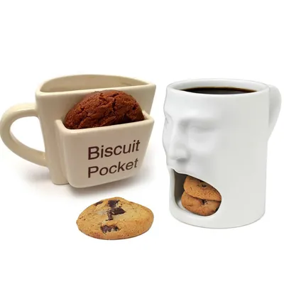 Ceramic Cookie Mug with Biscuit Pocket Ceramic Cookie Mug with Biscuit Pocket