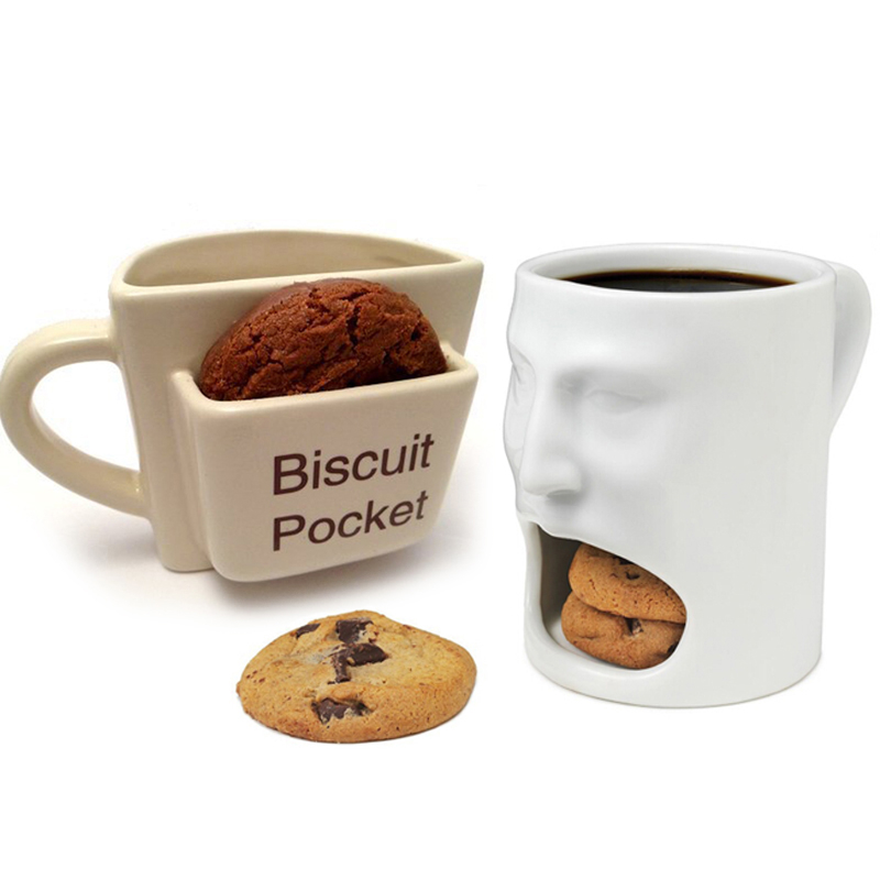 Ceramic Cookie Mug with Biscuit Pocket Ceramic Cookie Mug with Biscuit Pocket
