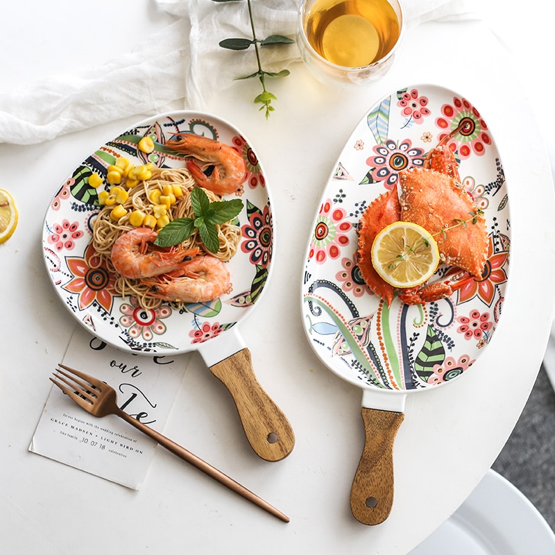 Ceramic Dinner Plate with Handle Ceramic Dinner Plate with Handle