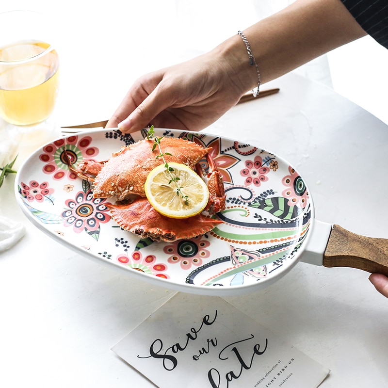 Ceramic Dinner Plate with Handle