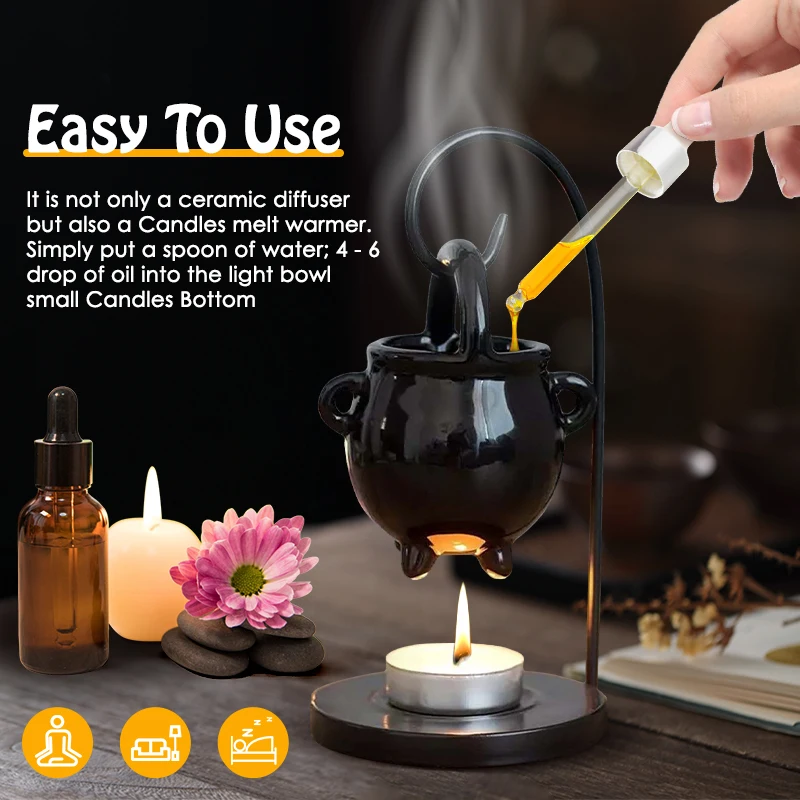 Ceramic Essential Oil Burner Melt Gift Furnace Warmer Tealight Candles Holder Diffuser for Living Room Housewarming