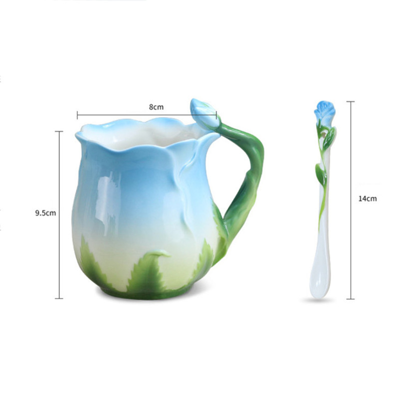 Ceramic Flower Shaped Mug with Spoon Ceramic Flower Shaped Mug with Spoon