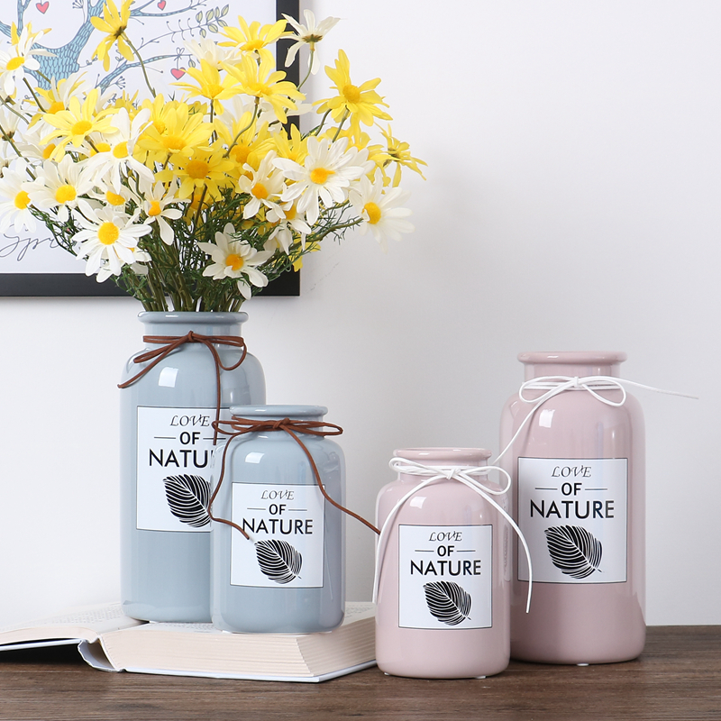 Ceramic Flower Vase with Bowknot Rope Ceramic Flower Vase with Bowknot Rope
