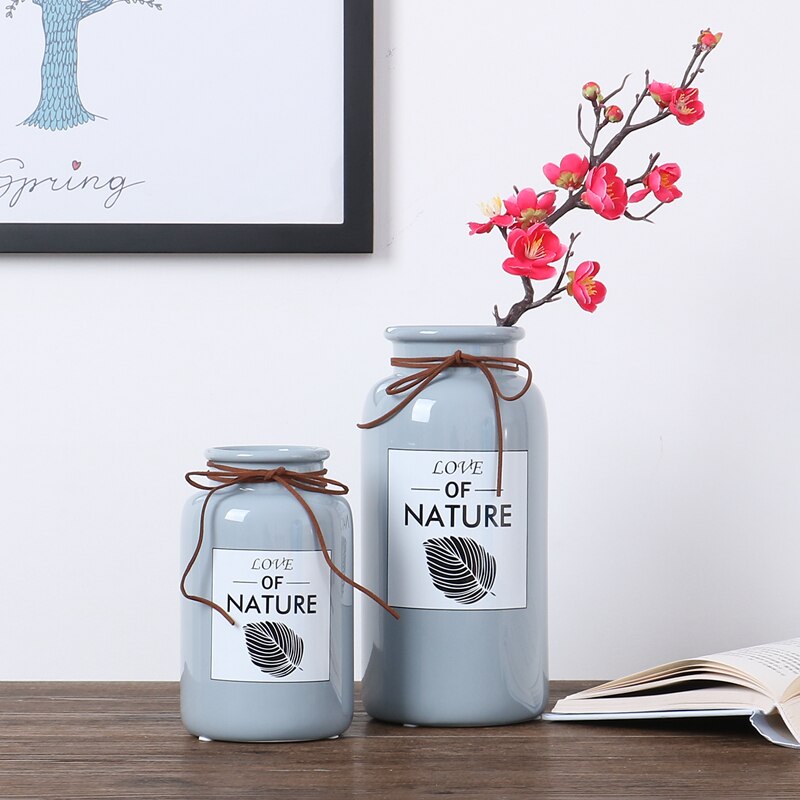 Ceramic Flower Vase with Bowknot Rope