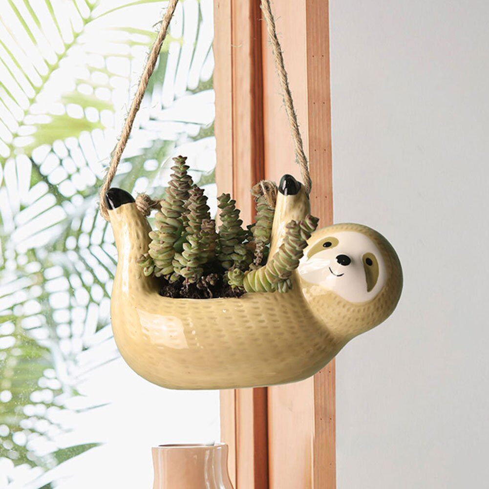 Ceramic Garden Hanging Sloth Planter Ceramic Garden Hanging Sloth Planter