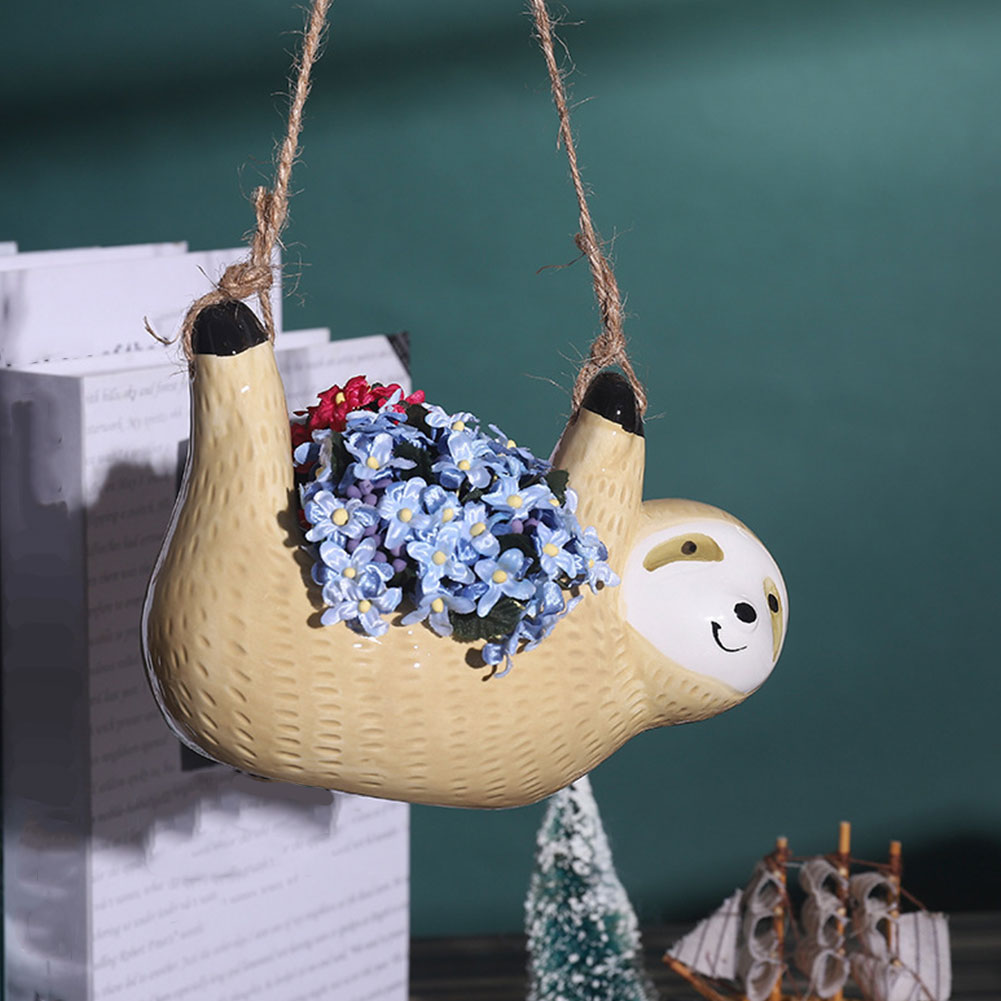 Ceramic Garden Hanging Sloth Planter Ceramic Garden Hanging Sloth Planter