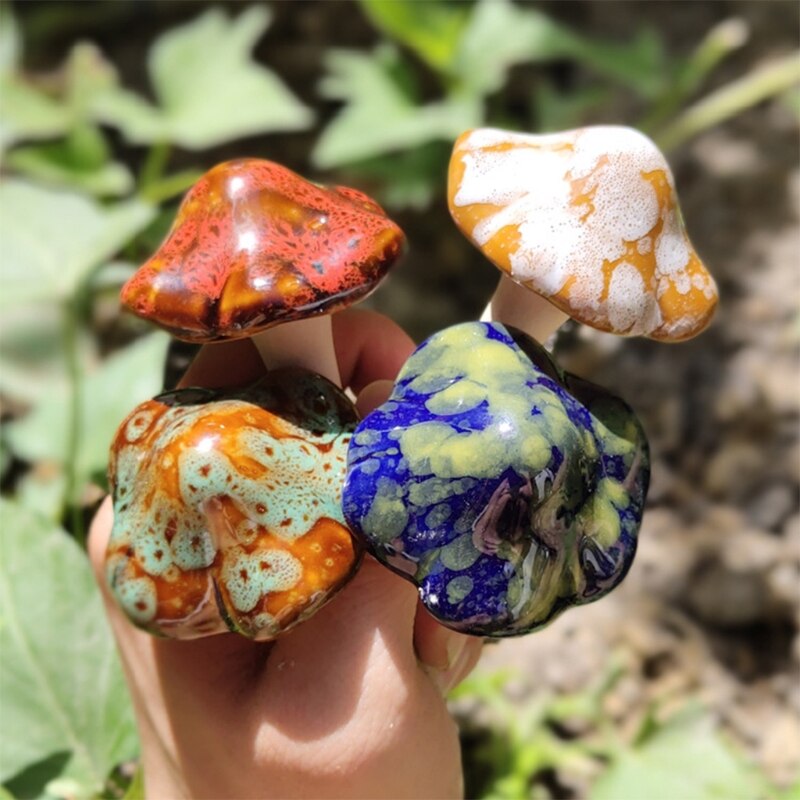 Ceramic Garden Mushroom Stakes (4pcs)