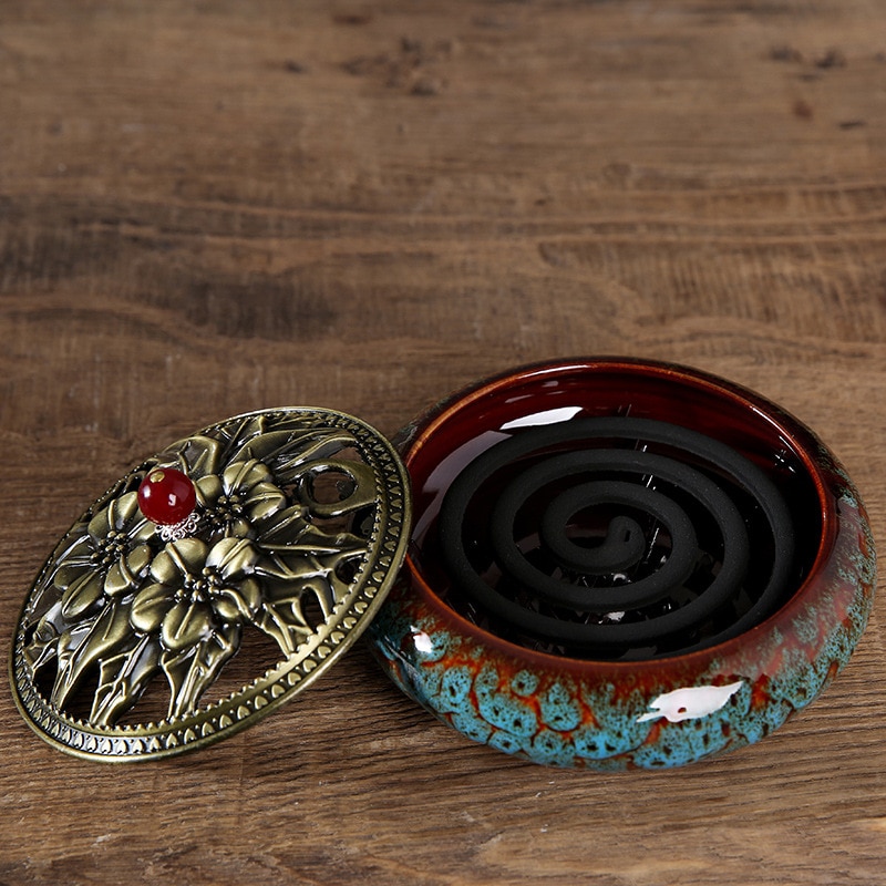 Ceramic Mosquito Coil Holder with Lid Ceramic Mosquito Coil Holder with Lid
