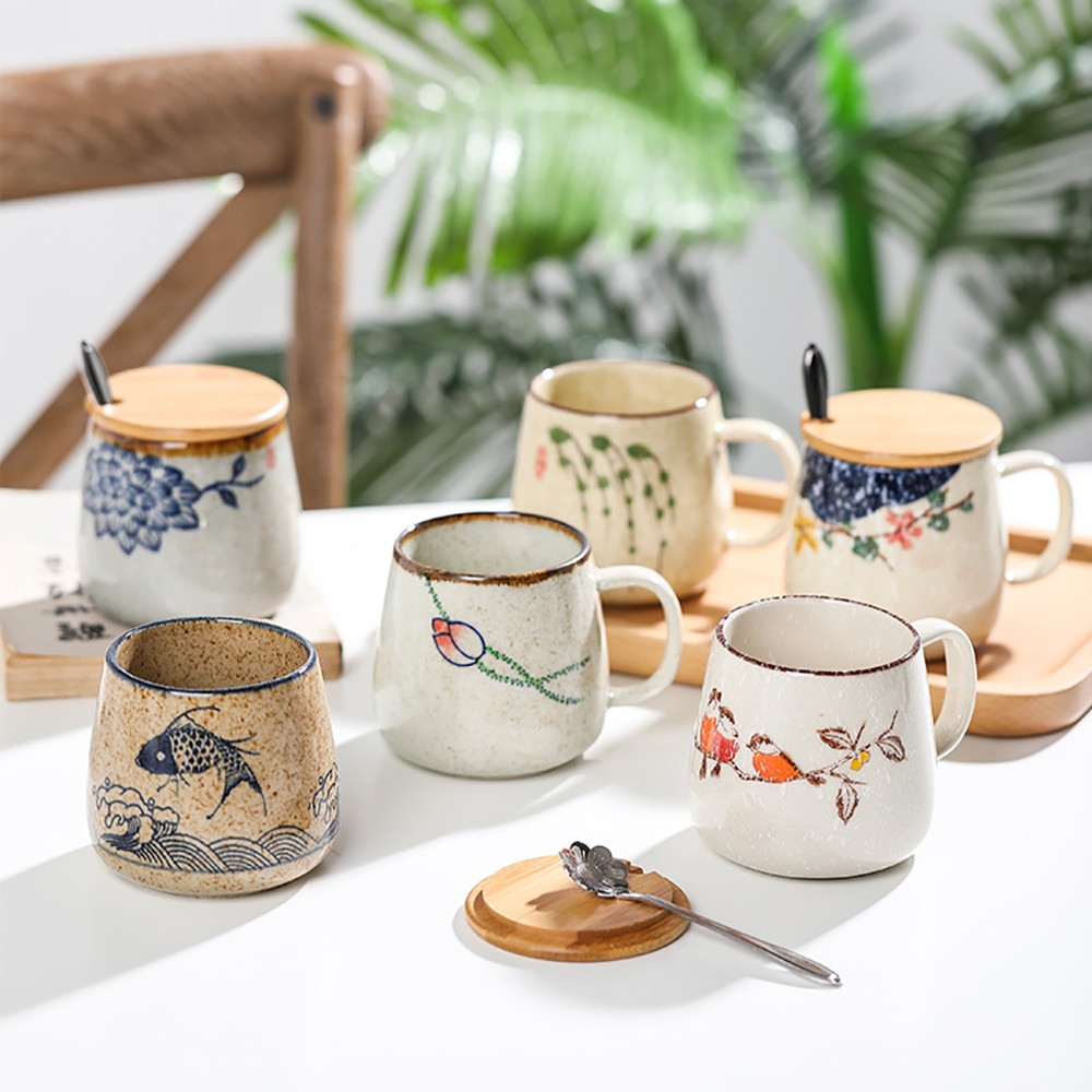 Ceramic Mug with Lid and Spoon