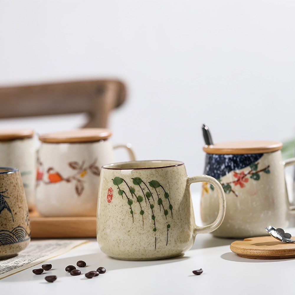 Ceramic Mug with Lid and Spoon