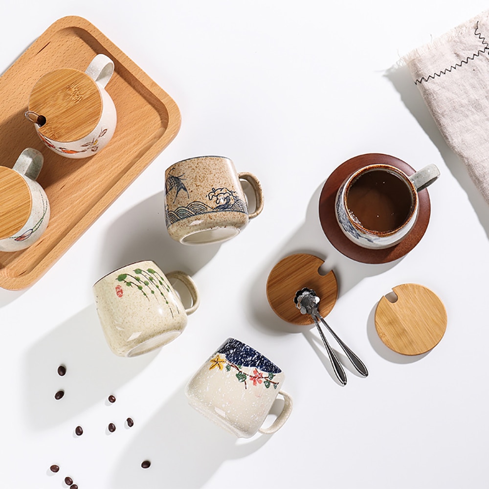Ceramic Mug with Lid and Spoon