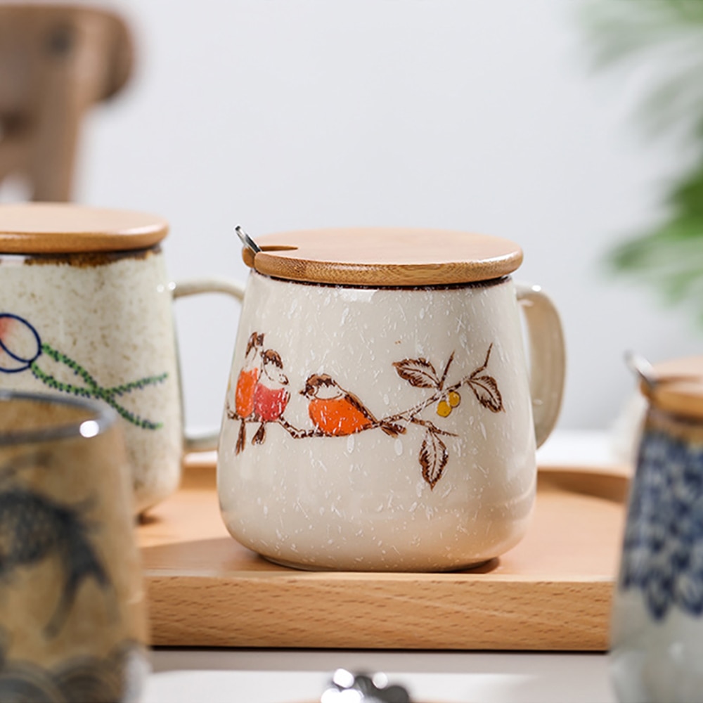 Ceramic Mug with Lid and Spoon