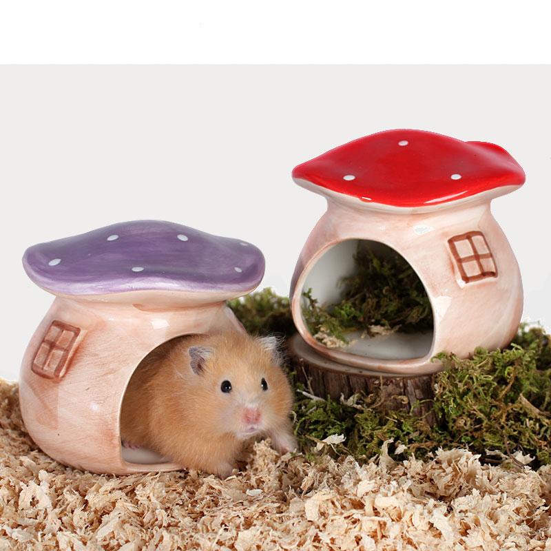 Ceramic Mushroom Hamster Hideout