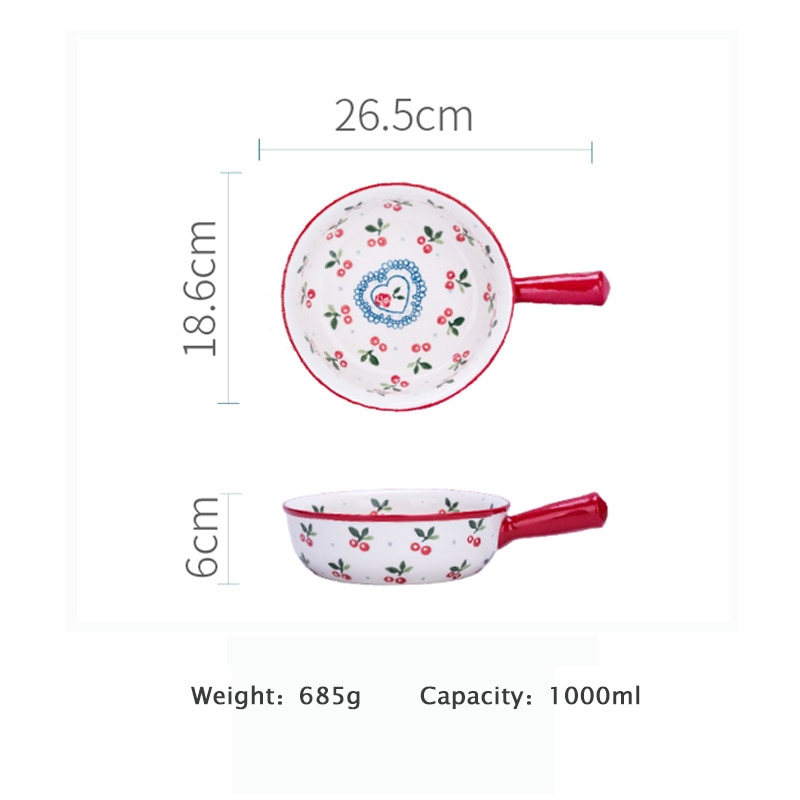 Ceramic Painted Soup Bowl with Handle Ceramic Painted Soup Bowl with Handle
