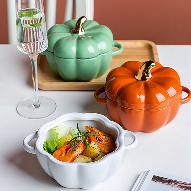 Ceramic Pumpkin Soup Bowl with Lid