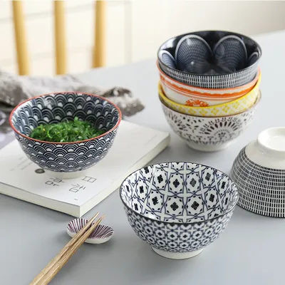 Ceramic Rice Bowl Set (4 Pcs)
