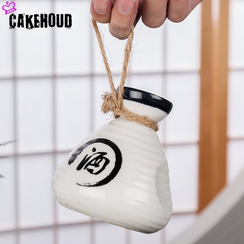 Ceramic Sake Pot with Two Cups