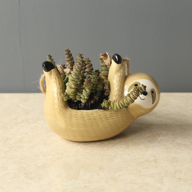 Ceramic Sloth Hanging Planter Ceramic Sloth Hanging Planter